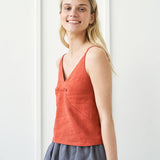 Spaghetti strap linen top Viola