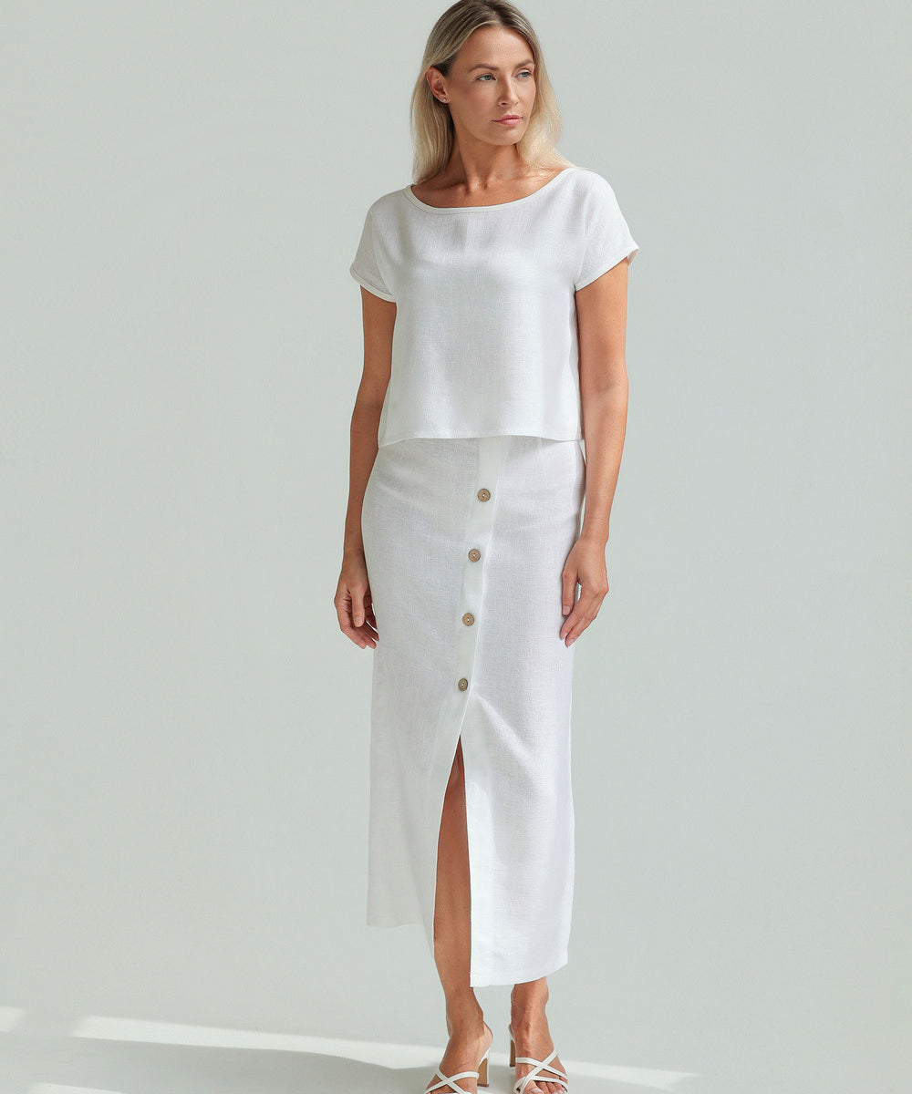 Straight cut linen skirt Cybile