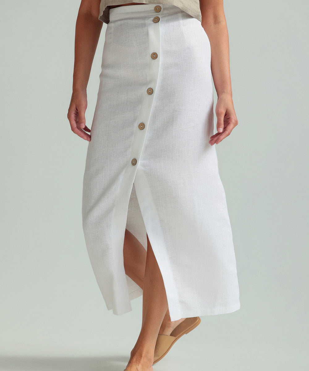 Straight cut linen skirt Cybile