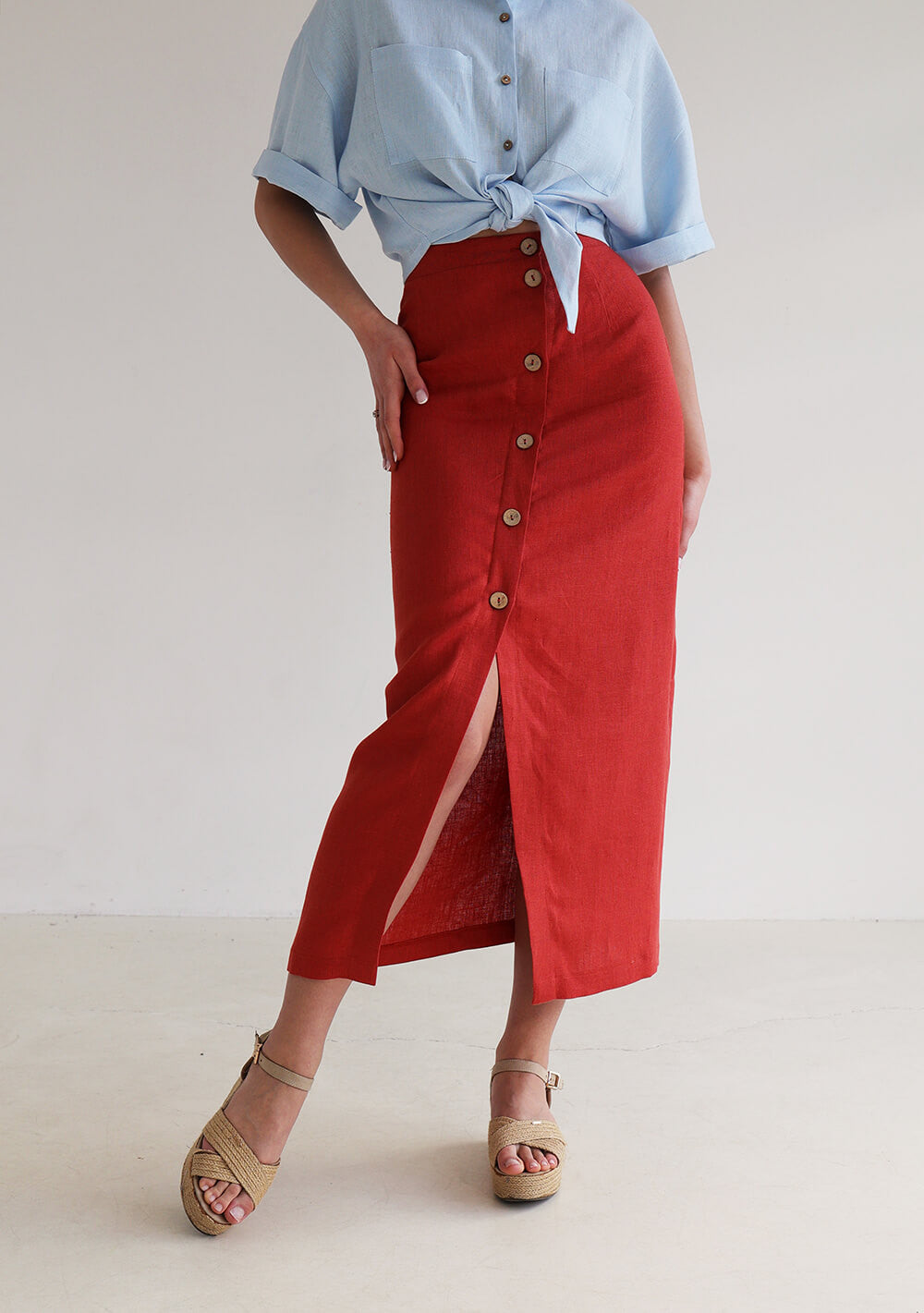Straight cut linen skirt Cybile