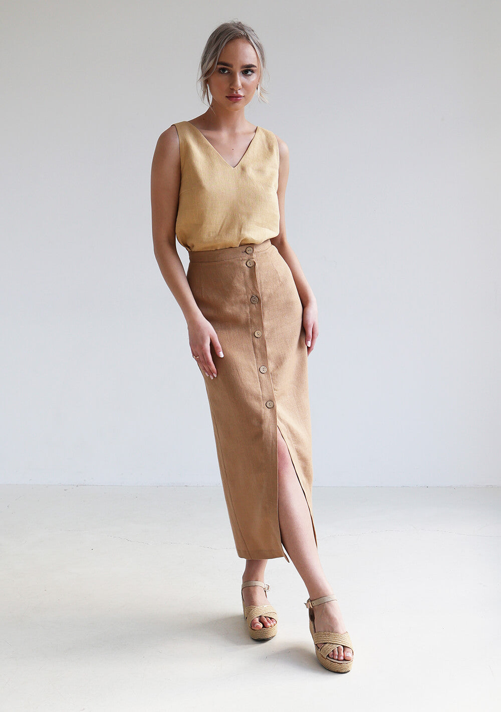 Straight cut linen skirt Cybile