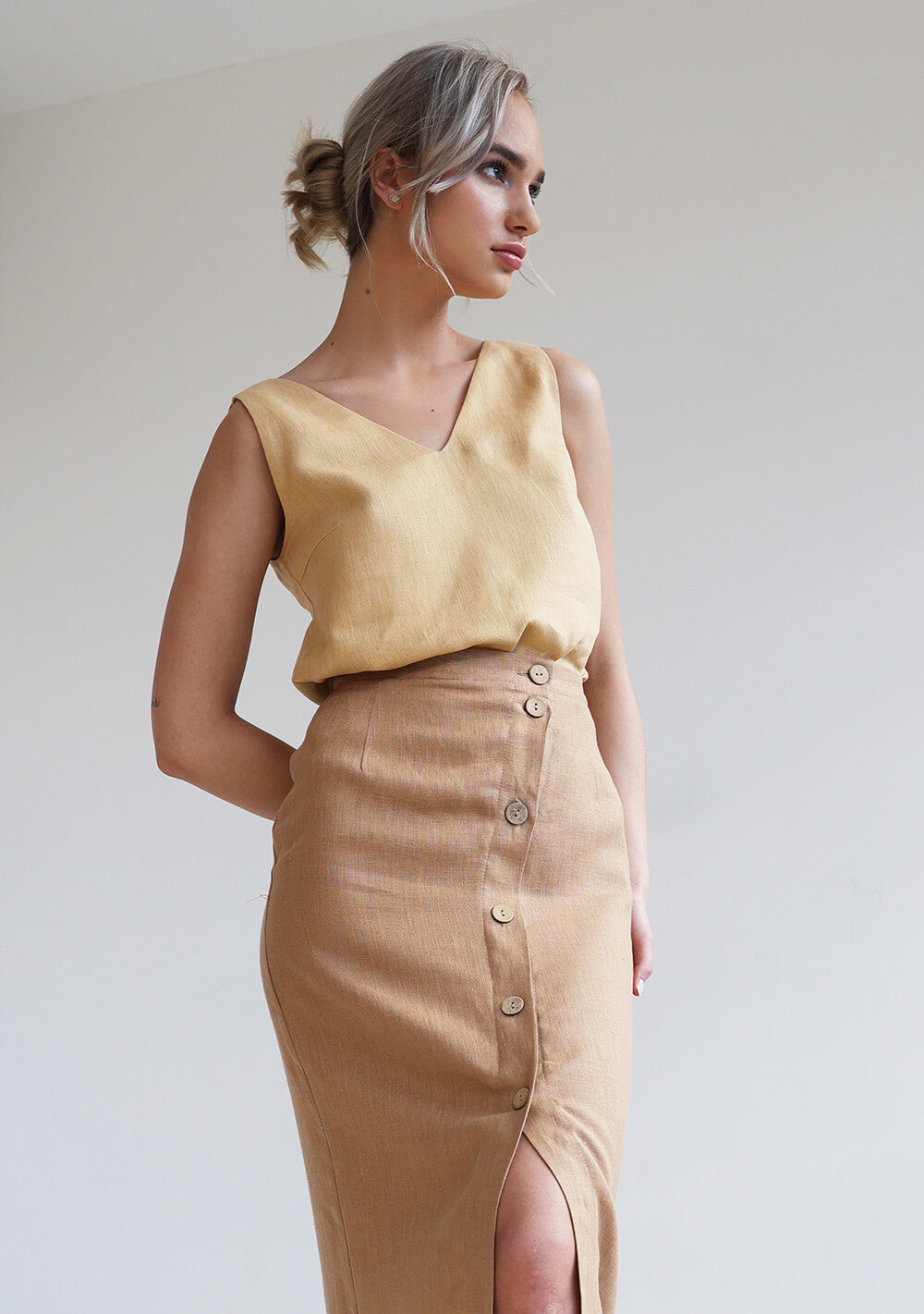 Straight cut linen skirt Cybile