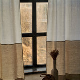 Tab top color block linen curtain in white – photo 1