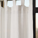 Tab top color block linen curtain in white – photo 3