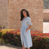 Tie sleeves linen dress Grace
