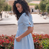 Tie sleeves linen dress Grace