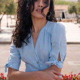 Tie sleeves linen dress Grace
