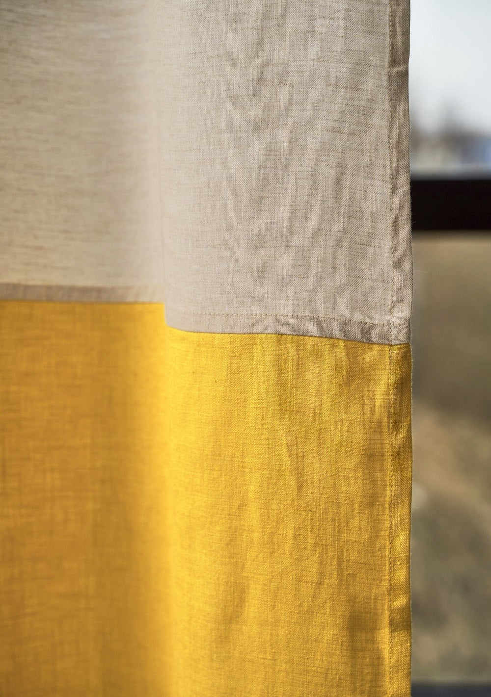 Two tone linen curtain in beige – photo 2