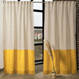 Two tone linen curtain in beige – photo 3