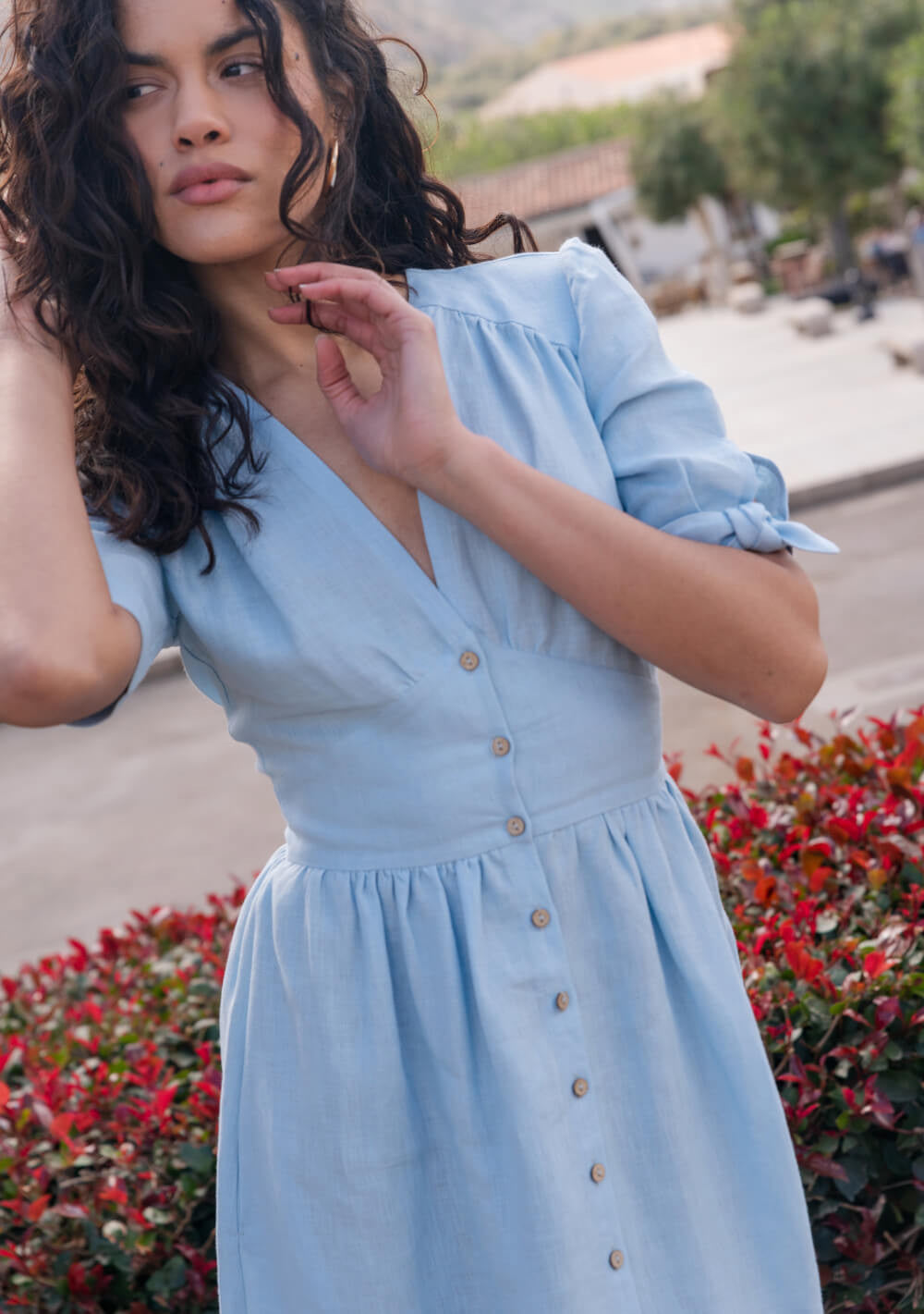V neck linen dress Grace