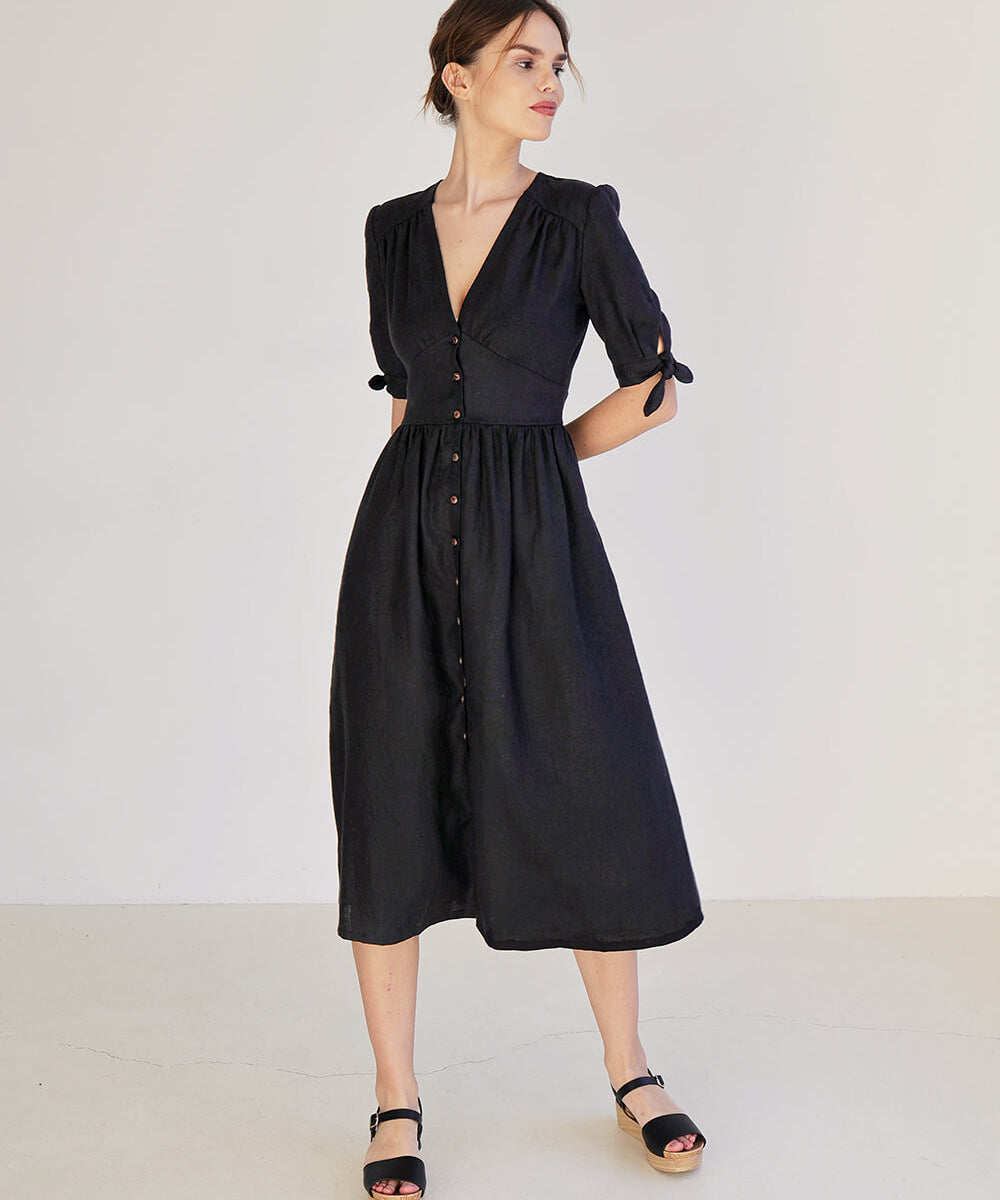 V neck linen dress Grace
