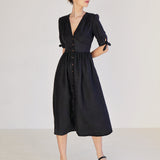V neck linen dress Grace