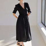 V neck linen dress Grace
