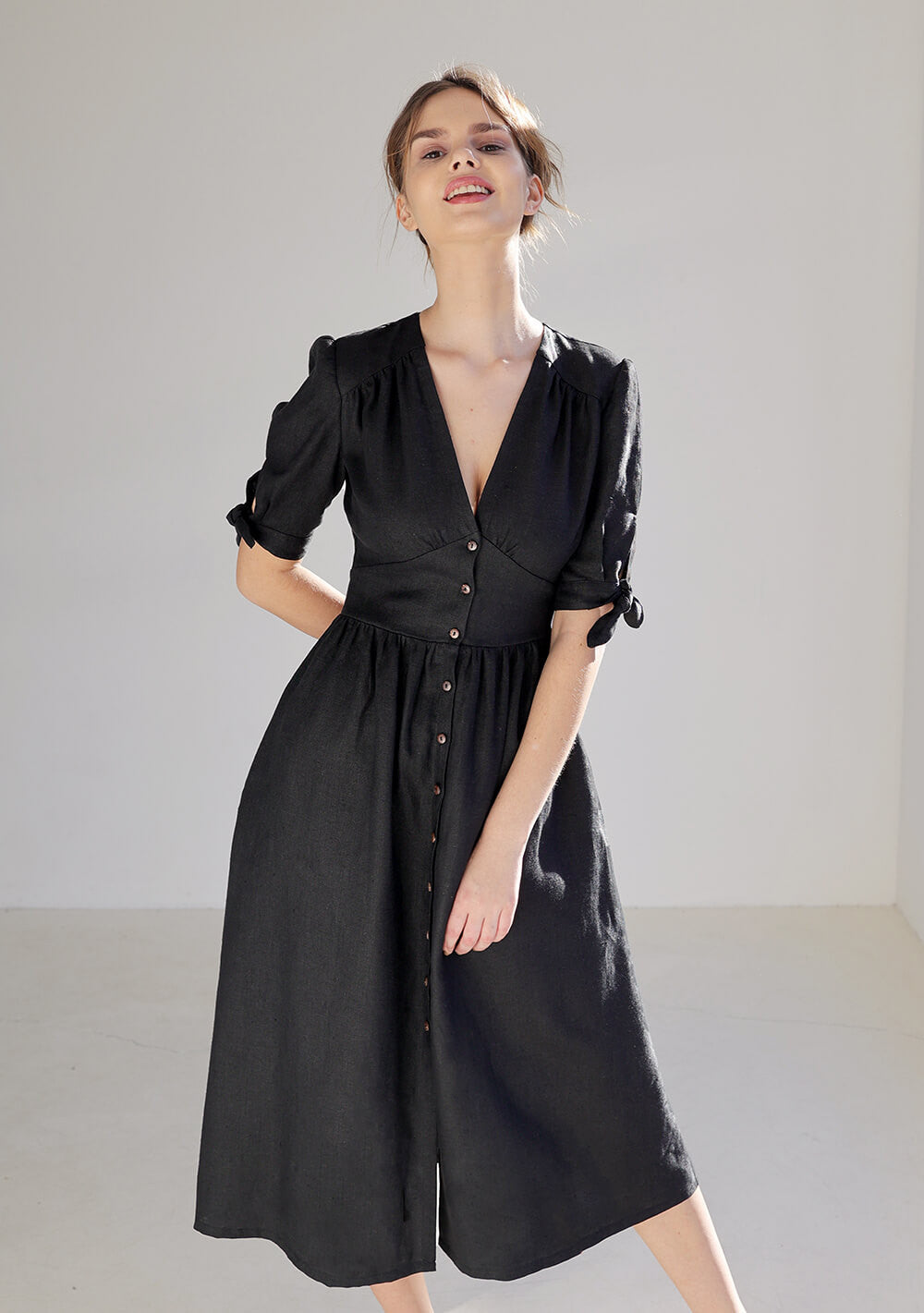 V neck linen dress Grace