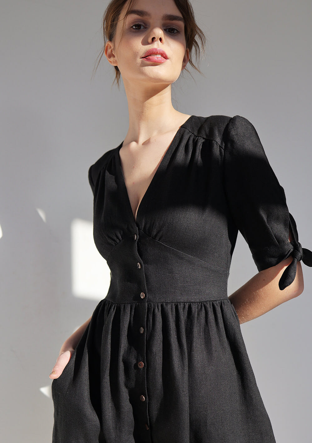 V neck linen dress Grace