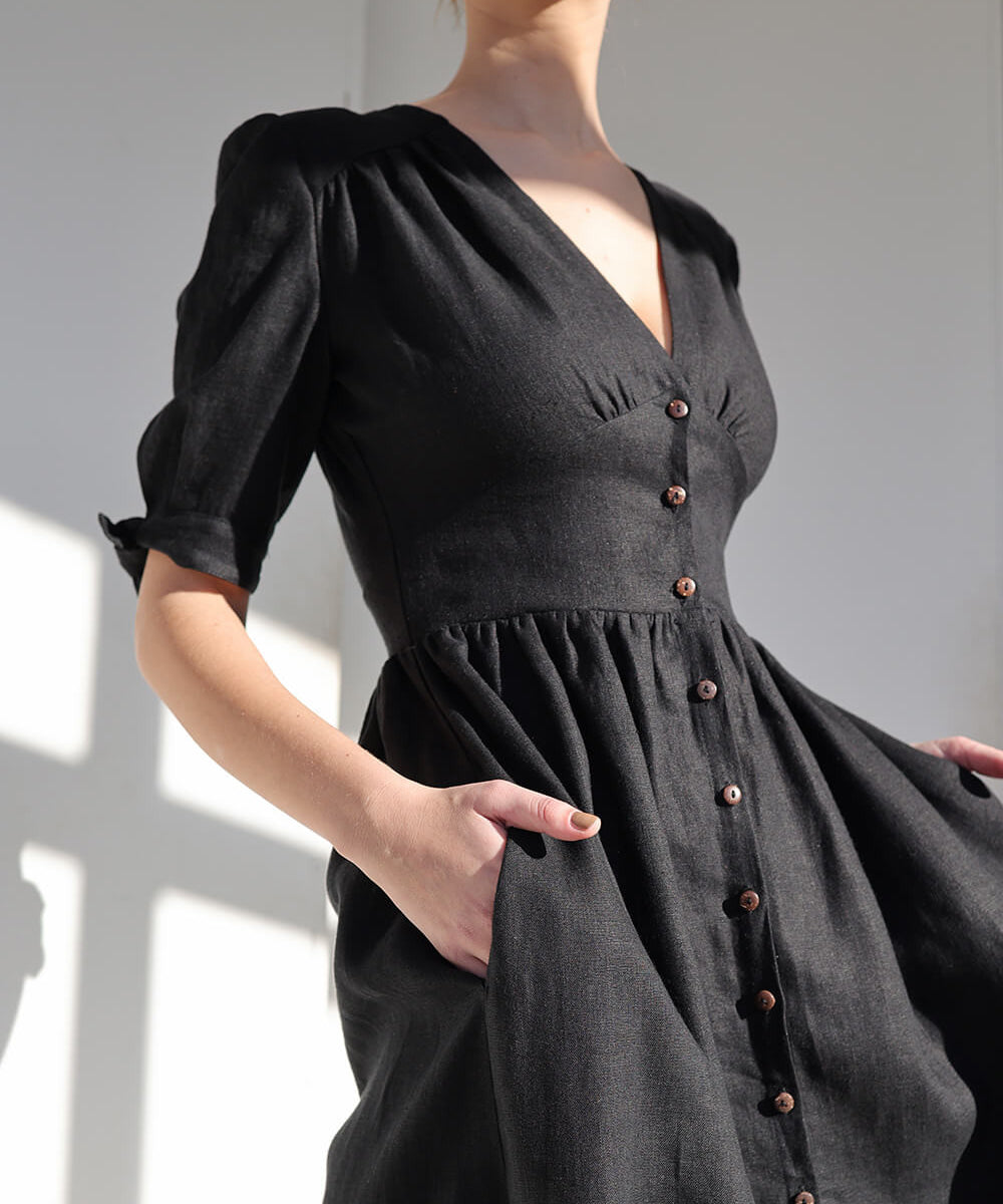 V neck linen dress Grace