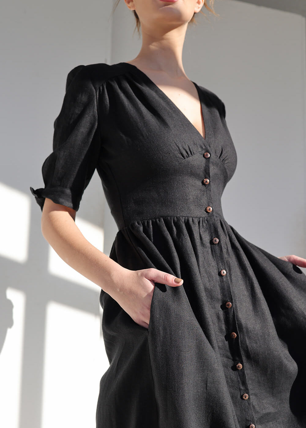 V neck linen dress Grace