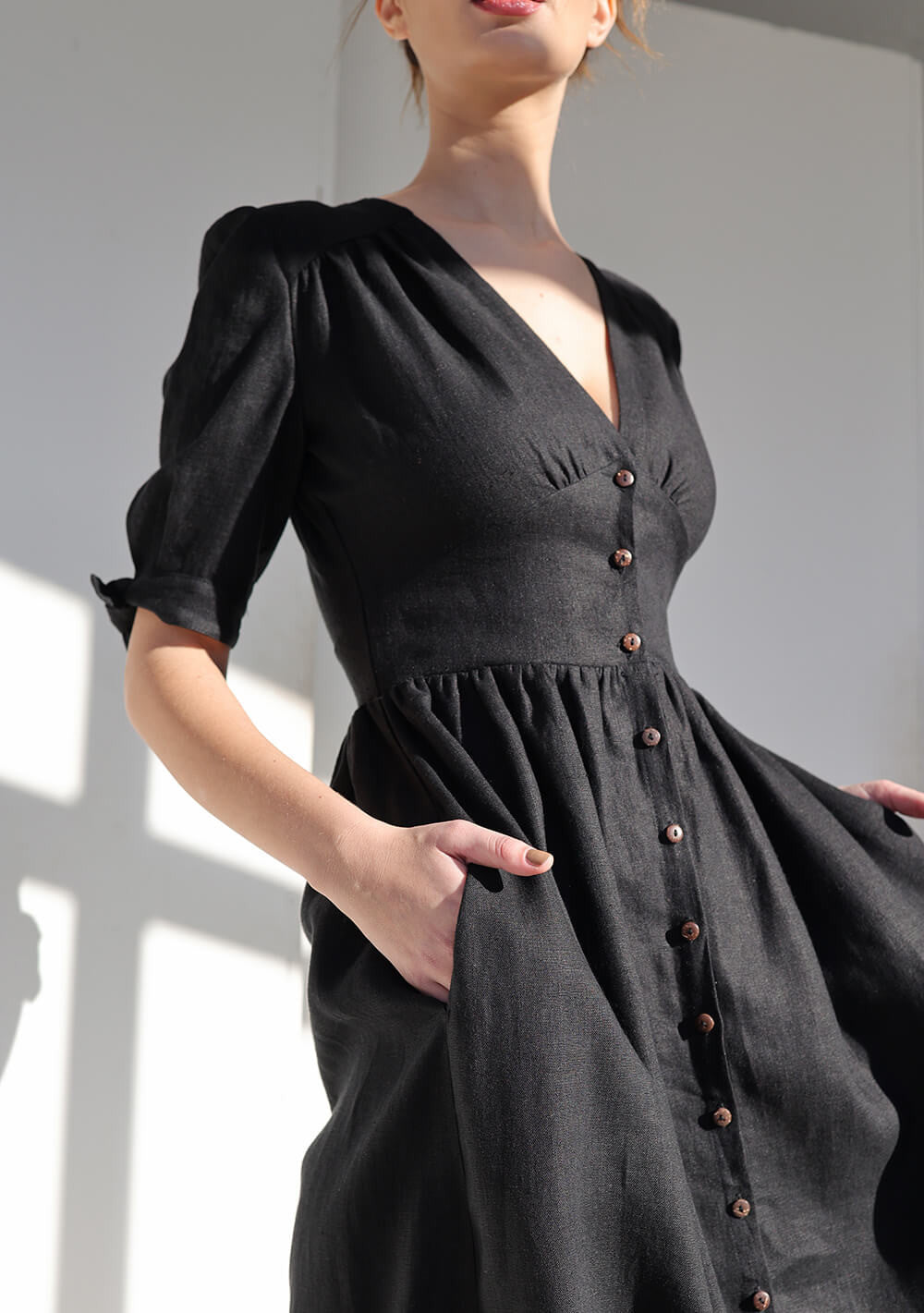 V neck linen dress Grace