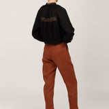 Back view of black victorian lace linen blouse Flore
