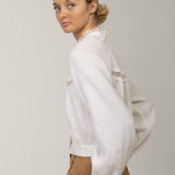 Lace cuff on white linen blouse Flore, romantic vintage style