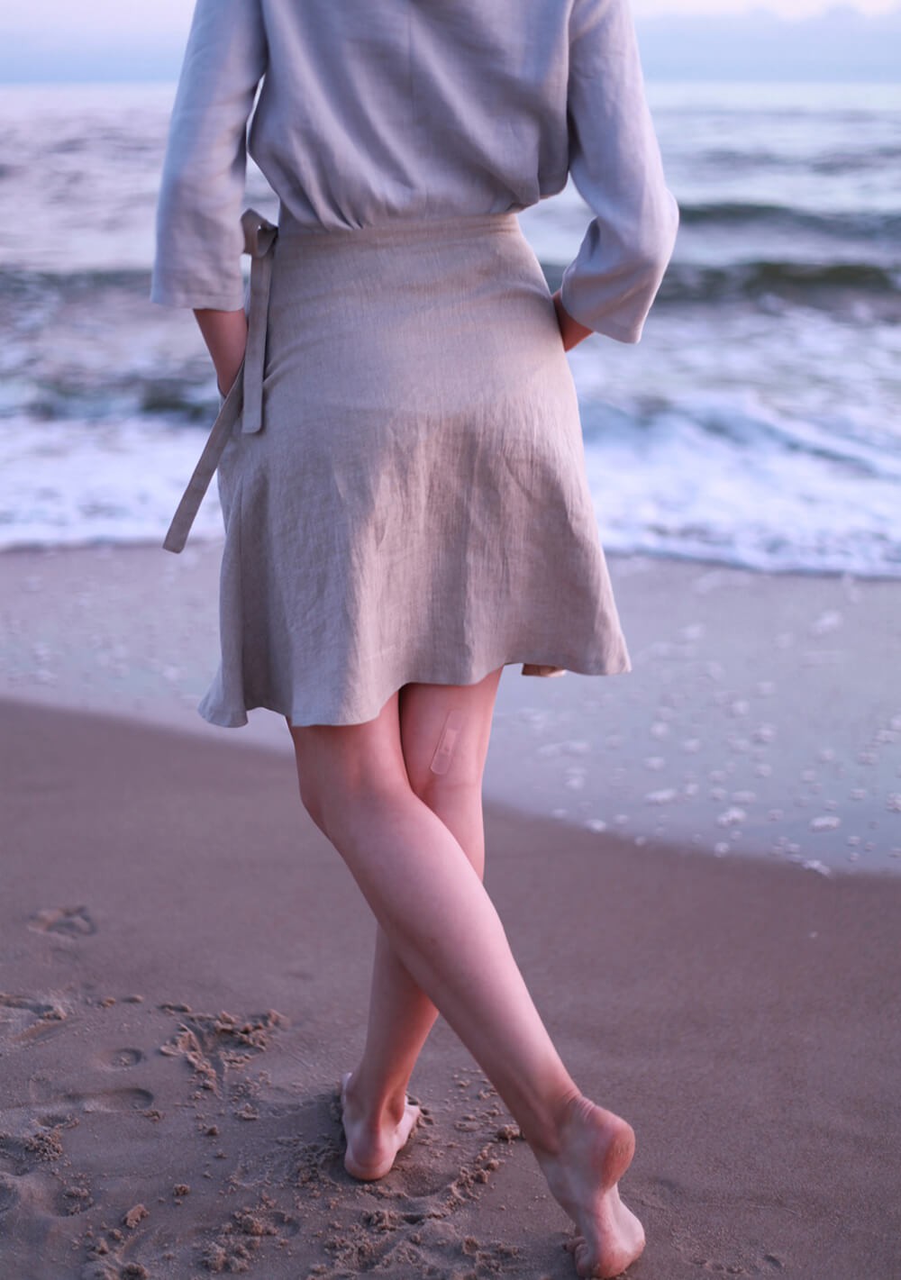 Wrap linen mini skirt Candice