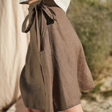 Wrap linen mini skirt Candice