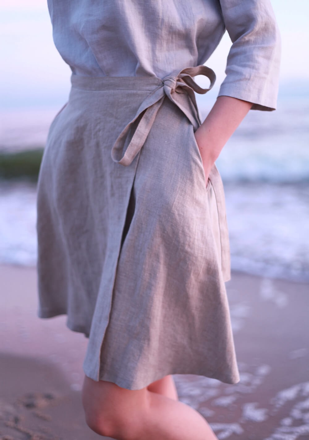 Wrap linen mini skirt Candice