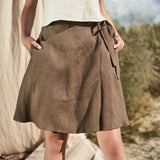 Wrap linen mini skirt Candice