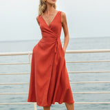 Wrap sleeveless linen dress Rosie