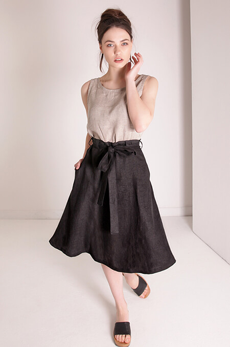 Long black hotsell linen skirt