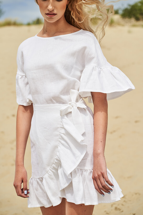 White linen sales flowing dress