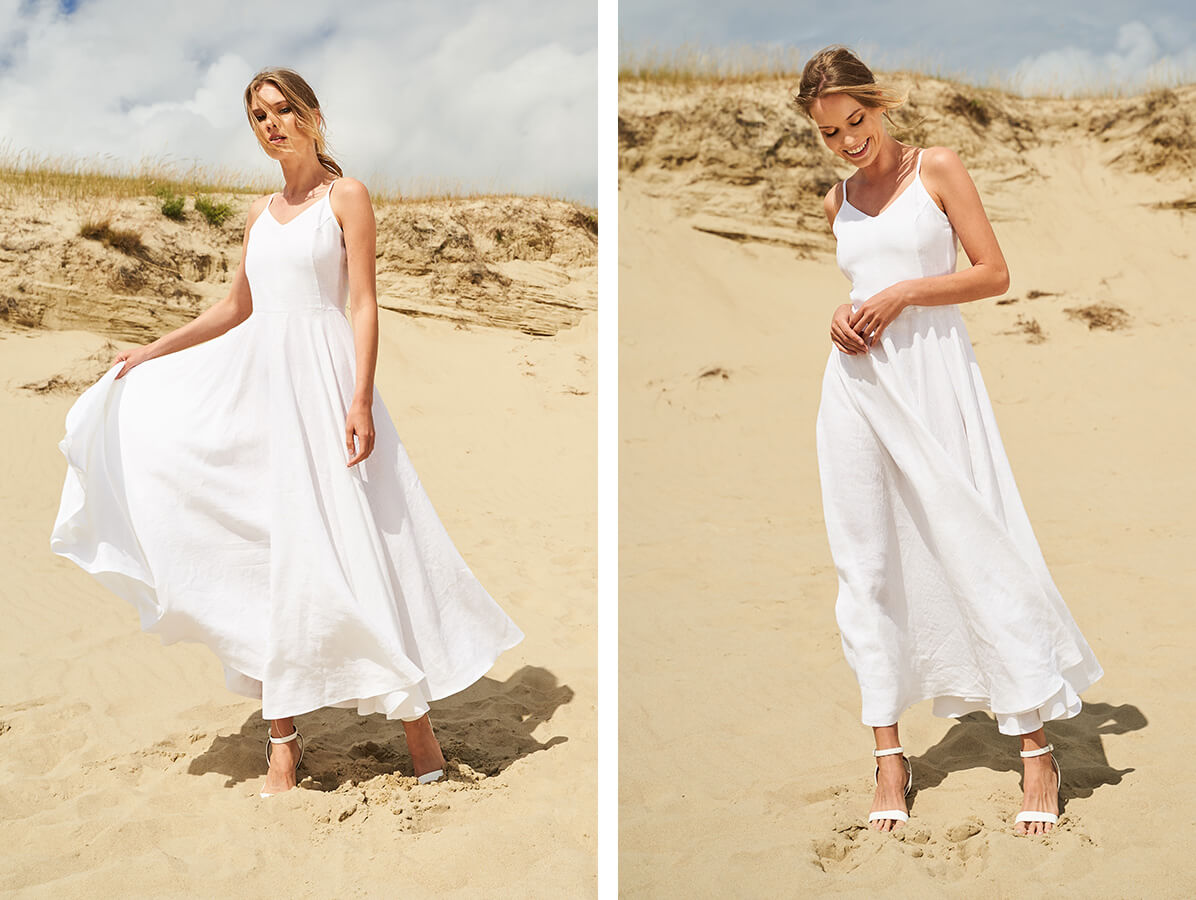 White linen dress sales for beach wedding