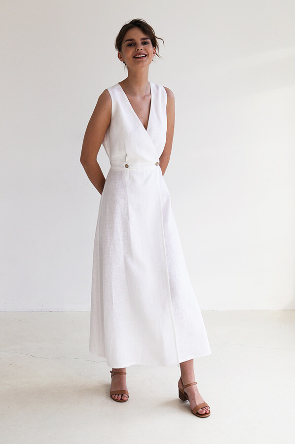 white linne dress Riviera