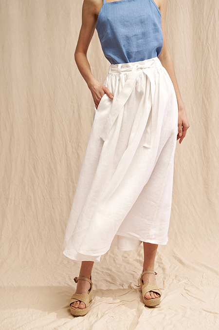 White linen skirt clearance image